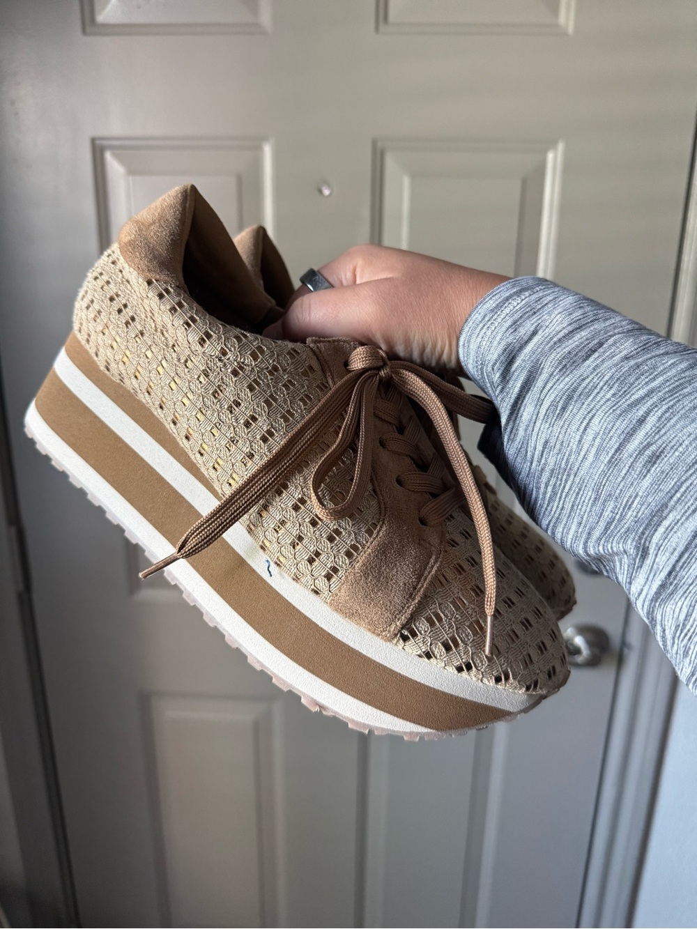 Pierre Dumas Woven Lace-Up Sneakers - Tan